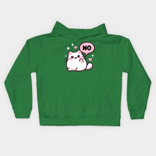 Cute Lovely Pink Kitten Saying No Kids Hoodie